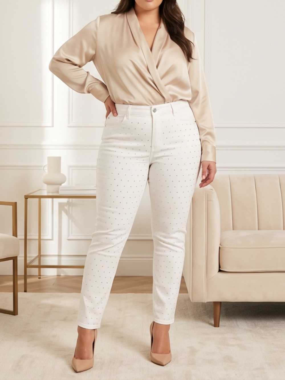 NWOT Pristine White Diamond Skinny Jeans